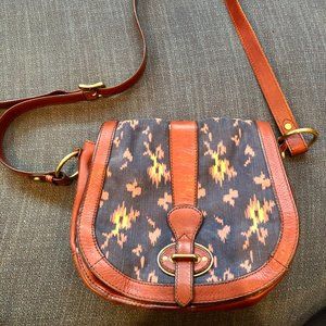 Fossil Leather and Canvas Cross Body Bag